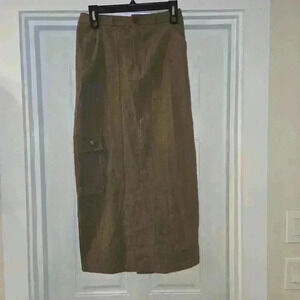 Kirious Womens 100% Cotton Cargo Style Straight Maxi Skirt Brown Size Small